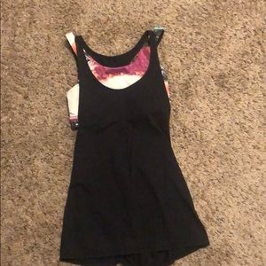 lululemon athletica Black Tank with Multicolor Tie-Dye Liner